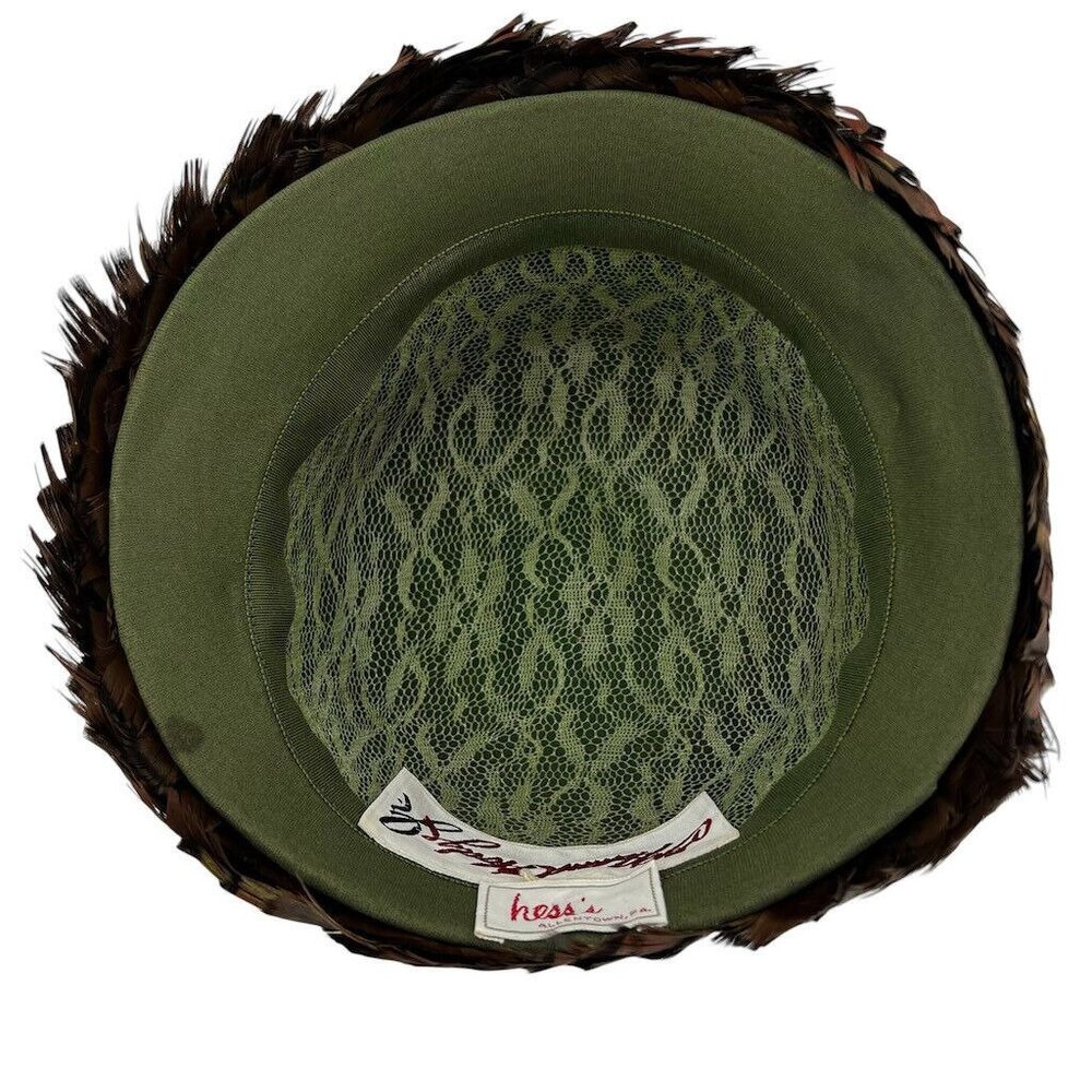 Vintage Womens Cloche Hat Peacok Feathers Irridescent G Howard Hodge Jr Flapper - Picture 8 of 11